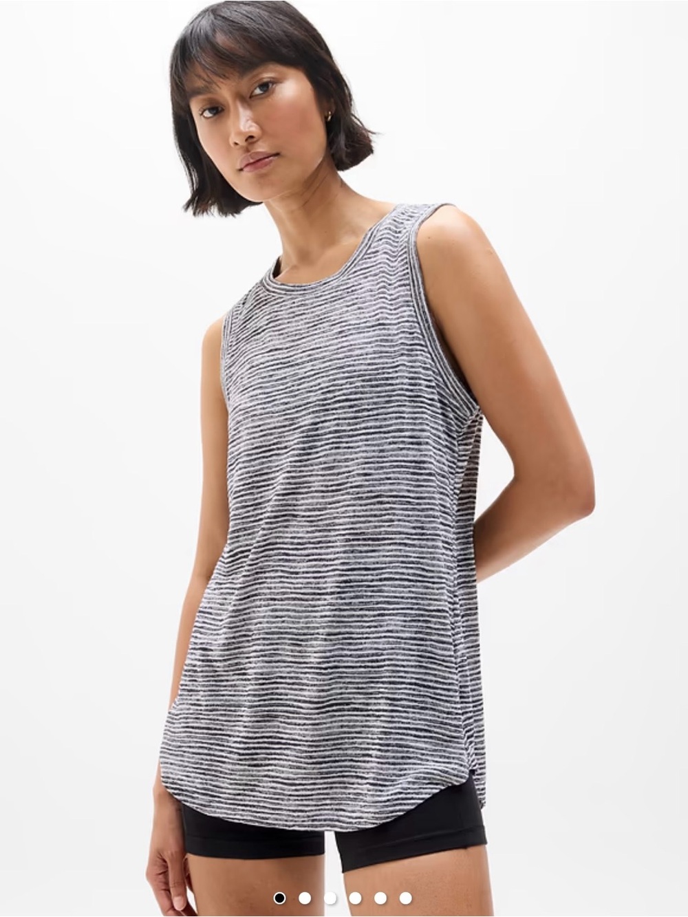 ATHLETA breezy Striped Sleeveless Tank Top - Gray 2X
